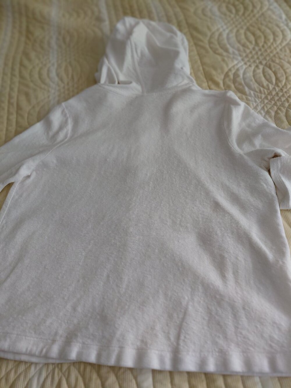 J.Jill White Hooded Sweatshirt, Size Medium Petite. Button down front, pockets. - Picture 5 of 5